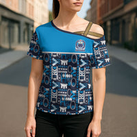 Samoan Warrior Island Heritage Cross Shoulder Shirt Ocean Island Geometry Blue Style LT9 - Polynesian Pride
