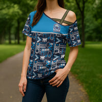 Samoan Warrior Island Heritage Cross Shoulder Shirt Ocean Island Geometry Blue Style LT9 - Polynesian Pride