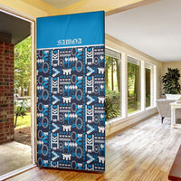 Samoan Warrior Island Heritage Door Cover Ocean Island Geometry Blue Style LT9 - Polynesian Pride