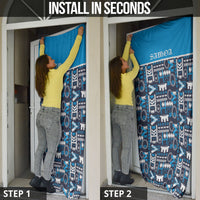 Samoan Warrior Island Heritage Door Cover Ocean Island Geometry Blue Style LT9 - Polynesian Pride