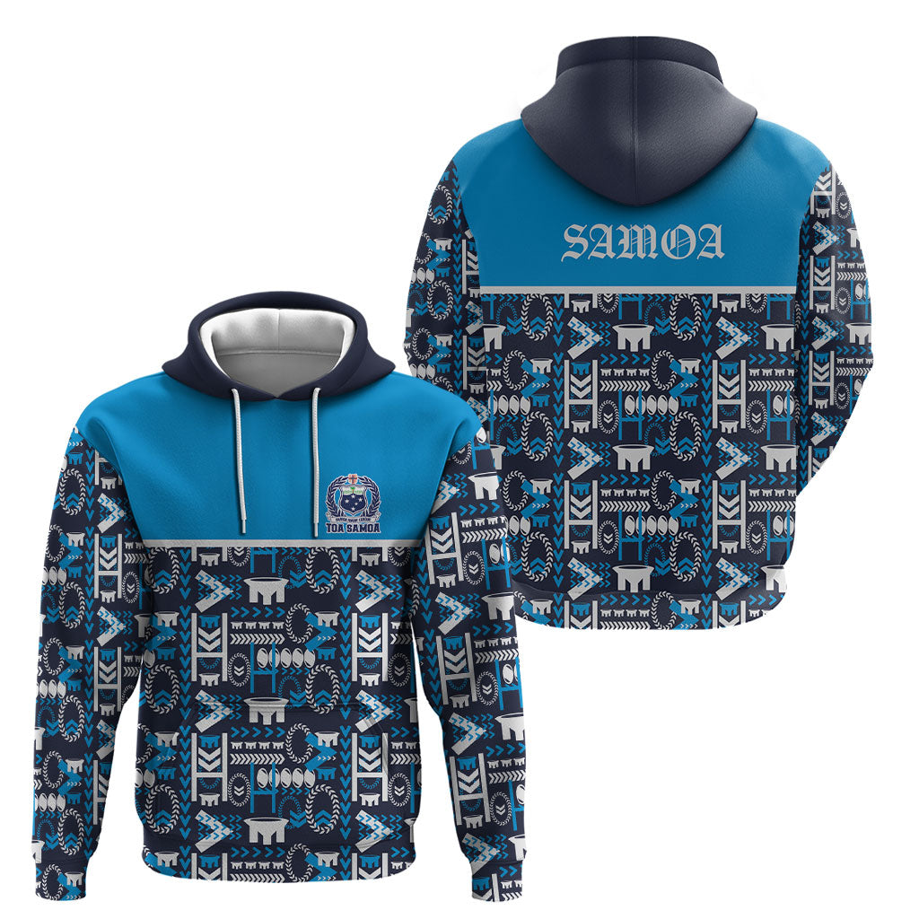 Samoan Warrior Island Heritage Hoodie Ocean Island Geometry Blue Style LT9 - Polynesian Pride
