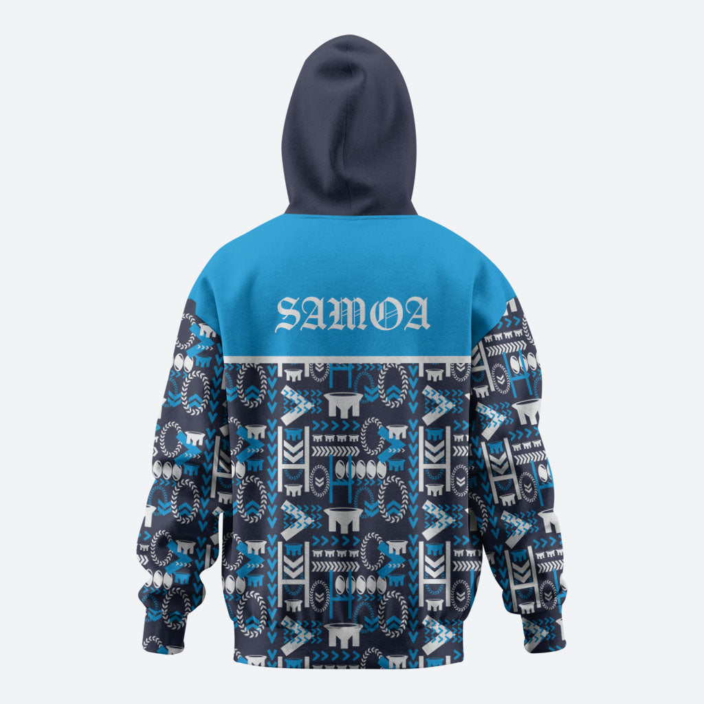 Samoan Warrior Island Heritage Hoodie Ocean Island Geometry Blue Style LT9 - Polynesian Pride