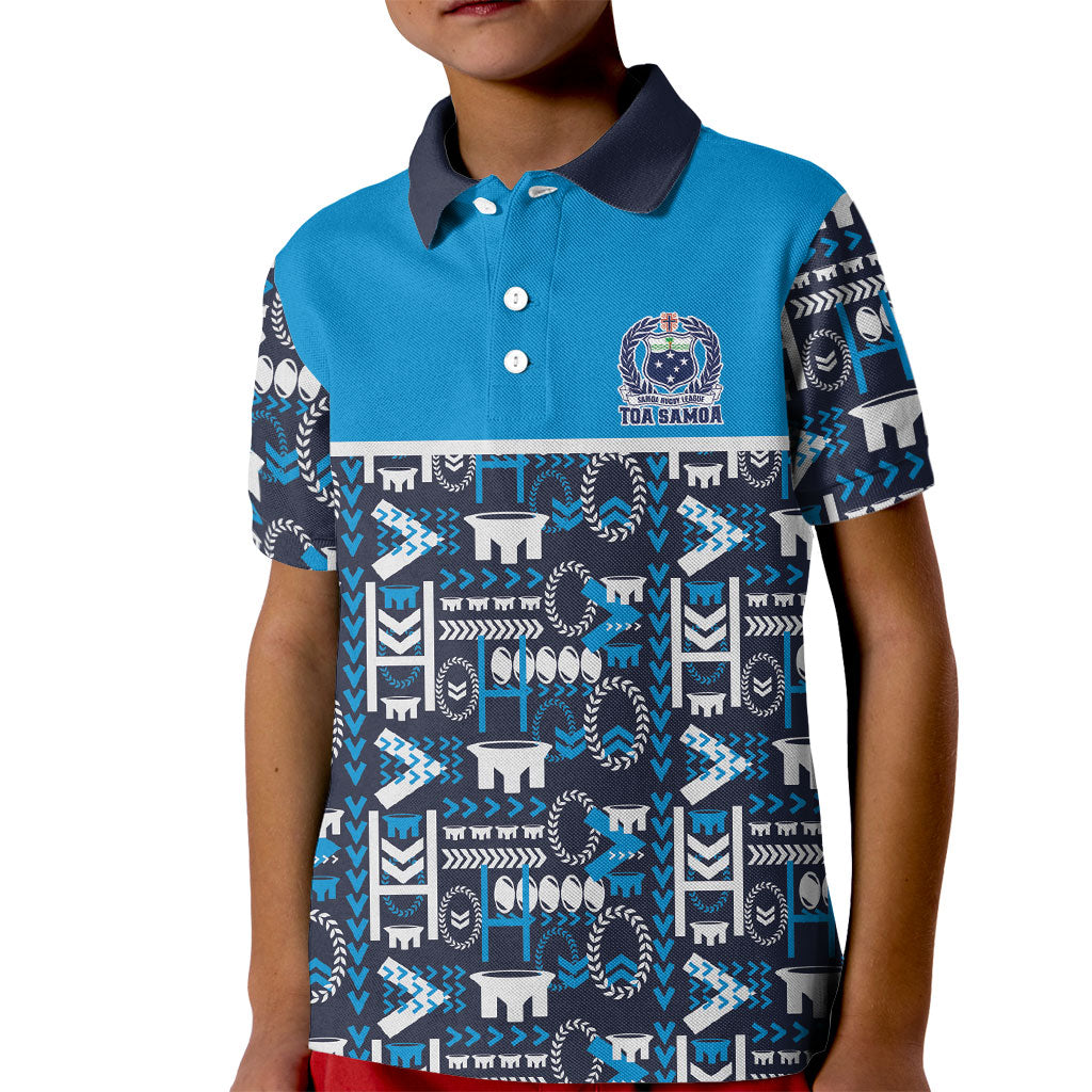 Samoan Warrior Island Heritage Kid Polo Shirt Ocean Island Geometry Blue Style LT9 Kid Blue - Polynesian Pride