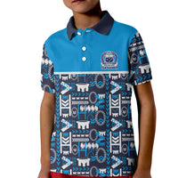 Samoan Warrior Island Heritage Kid Polo Shirt Ocean Island Geometry Blue Style LT9 Kid Blue - Polynesian Pride