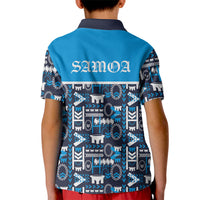 Samoan Warrior Island Heritage Kid Polo Shirt Ocean Island Geometry Blue Style LT9 - Polynesian Pride