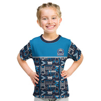 Samoan Warrior Island Heritage Kid T Shirt Ocean Island Geometry Blue Style LT9 Blue - Polynesian Pride