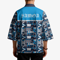 Samoan Warrior Island Heritage Kimono Ocean Island Geometry Blue Style LT9 - Polynesian Pride