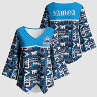 Samoan Warrior Island Heritage Kimono Sleeve Blouse Ocean Island Geometry Blue Style LT9 - Polynesian Pride