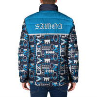 Samoan Warrior Island Heritage Padded Jacket Ocean Island Geometry Blue Style LT9 - Polynesian Pride