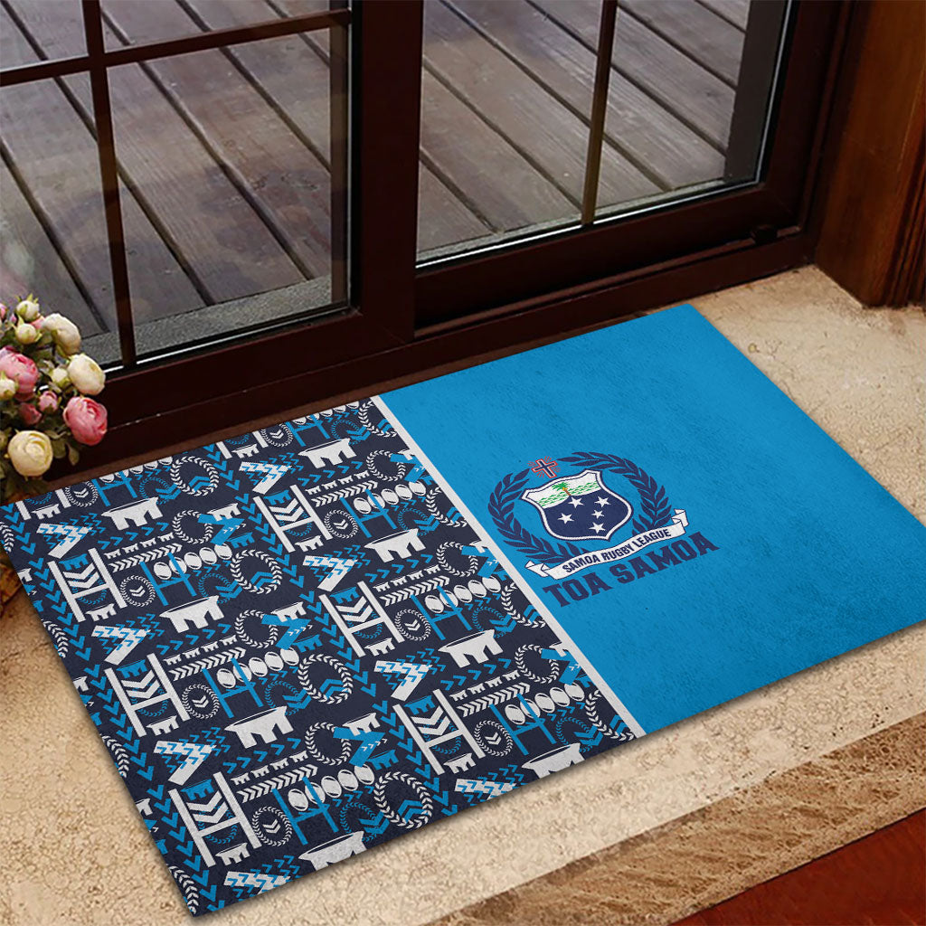 Samoan Warrior Island Heritage Rubber Doormat Ocean Island Geometry Blue Style LT9 - Polynesian Pride
