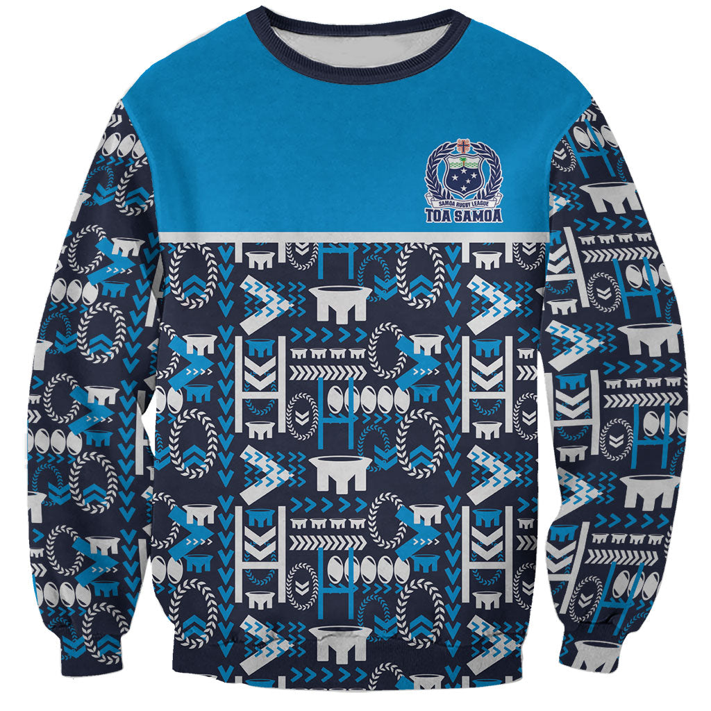 Samoan Warrior Island Heritage Sweatshirt Ocean Island Geometry Blue Style LT9 Unisex Blue - Polynesian Pride
