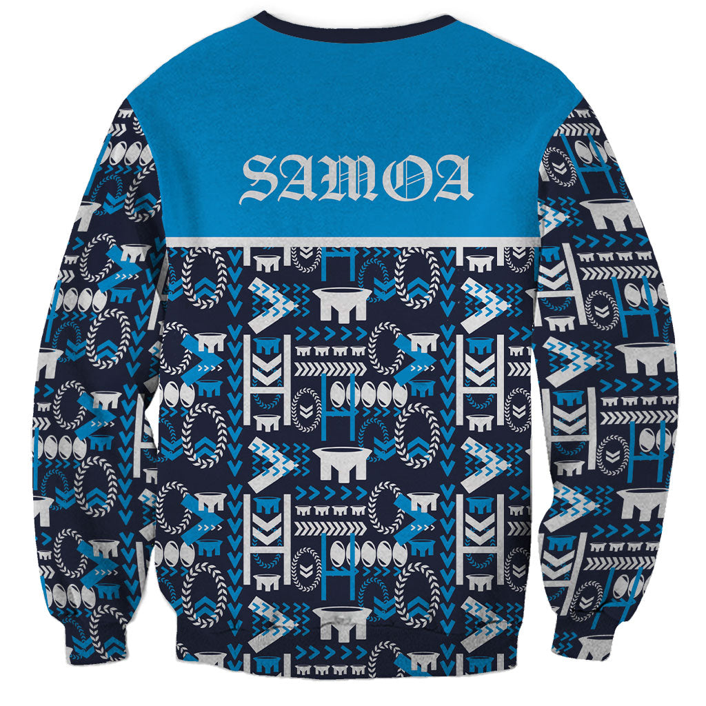 Samoan Warrior Island Heritage Sweatshirt Ocean Island Geometry Blue Style LT9 - Polynesian Pride