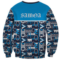 Samoan Warrior Island Heritage Sweatshirt Ocean Island Geometry Blue Style LT9 - Polynesian Pride
