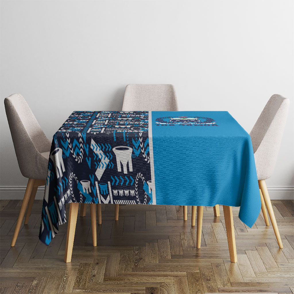 Samoan Warrior Island Heritage Tablecloth Ocean Island Geometry Blue Style LT9 - Polynesian Pride