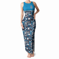 Samoan Warrior Island Heritage Tank Maxi Dress Ocean Island Geometry Blue Style LT9 Women Blue - Polynesian Pride