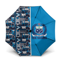 Samoan Warrior Island Heritage Umbrella Ocean Island Geometry Blue Style LT9 One Size Folded 11.42 inch Opened Diameter 37.4 inch Blue - Polynesian Pride