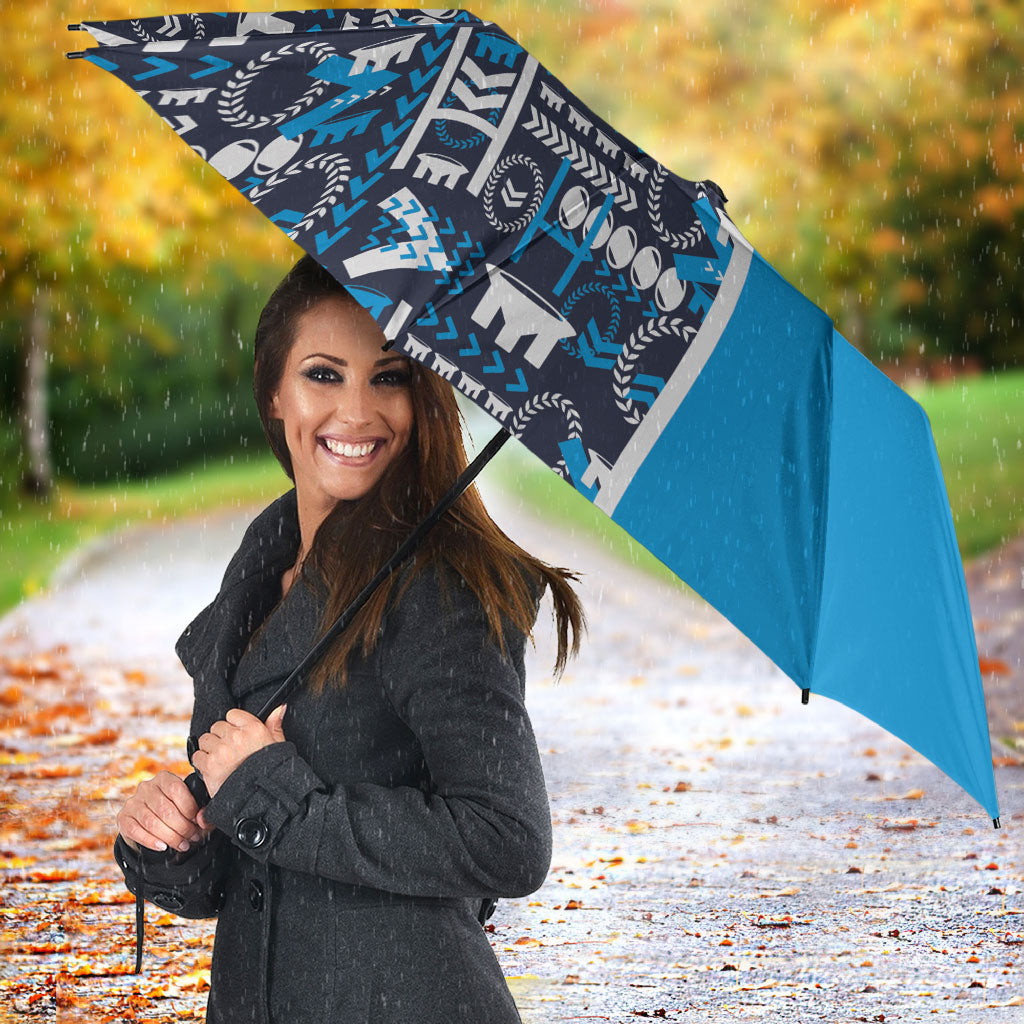 Samoan Warrior Island Heritage Umbrella Ocean Island Geometry Blue Style LT9 - Polynesian Pride