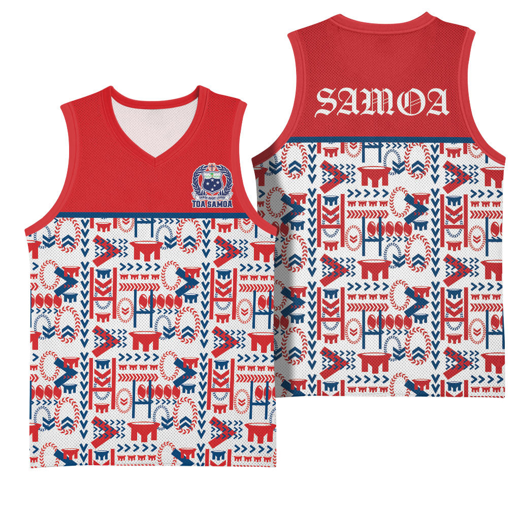 Samoan Warrior Island Heritage Basketball Jersey Ocean Island Geometry Red Style LT9 - Polynesian Pride
