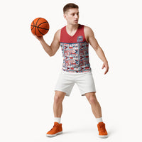 Samoan Warrior Island Heritage Basketball Jersey Ocean Island Geometry Red Style LT9 - Polynesian Pride