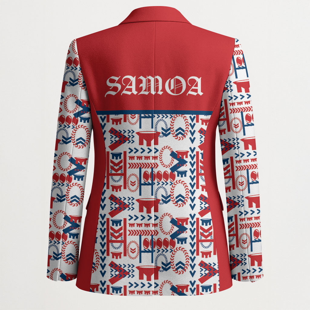 Samoan Warrior Island Heritage Blazer Ocean Island Geometry Red Style LT9 - Polynesian Pride