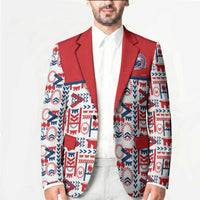 Samoan Warrior Island Heritage Blazer Ocean Island Geometry Red Style LT9 - Polynesian Pride