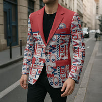 Samoan Warrior Island Heritage Blazer Ocean Island Geometry Red Style LT9 - Polynesian Pride