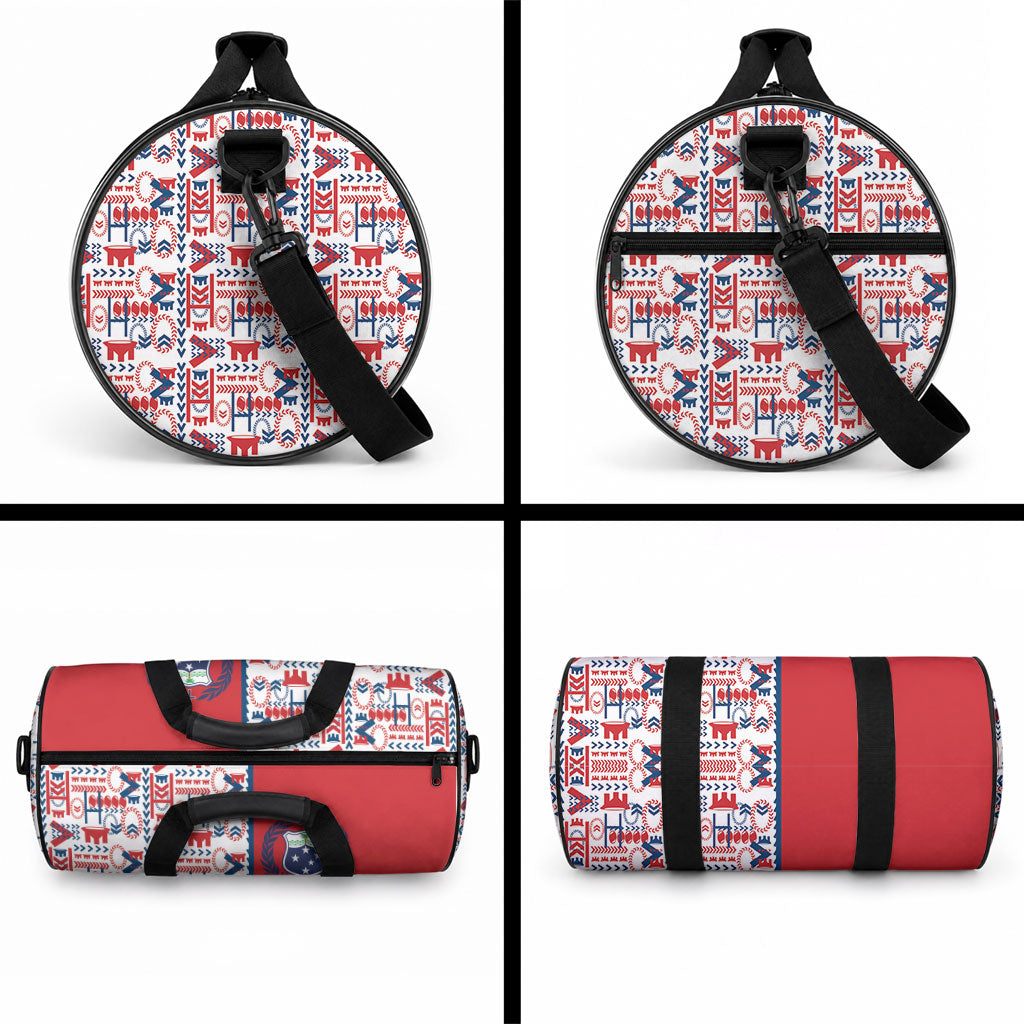 Samoan Warrior Island Heritage Duffle Bag Ocean Island Geometry Red Style LT9 - Polynesian Pride
