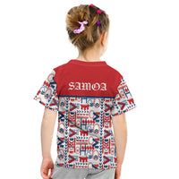 Samoan Warrior Island Heritage Kid T Shirt Ocean Island Geometry Red Style LT9 - Polynesian Pride