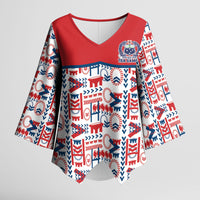 Samoan Warrior Island Heritage Kimono Sleeve Blouse Ocean Island Geometry Red Style LT9 Female Red - Polynesian Pride