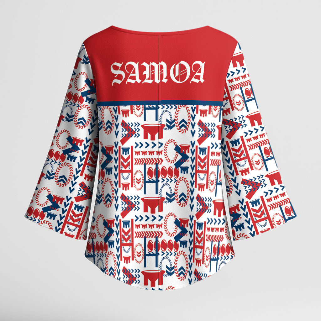 Samoan Warrior Island Heritage Kimono Sleeve Blouse Ocean Island Geometry Red Style LT9 - Polynesian Pride