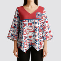 Samoan Warrior Island Heritage Kimono Sleeve Blouse Ocean Island Geometry Red Style LT9 - Polynesian Pride