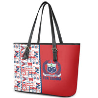 Samoan Warrior Island Heritage Leather Tote Bag Ocean Island Geometry Red Style LT9 - Polynesian Pride