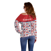 Samoan Warrior Island Heritage Off Shoulder Sweater Ocean Island Geometry Red Style LT9 - Polynesian Pride