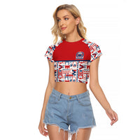 Samoan Warrior Island Heritage Raglan Cropped T Shirt Ocean Island Geometry Red Style LT9 Female Red - Polynesian Pride