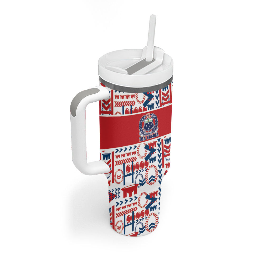 Samoan Warrior Island Heritage Tumbler With Handle Ocean Island Geometry Red Style LT9 - Polynesian Pride