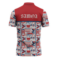 Samoan Warrior Island Heritage Zipper Polo Shirt Ocean Island Geometry Red Style LT9 - Polynesian Pride