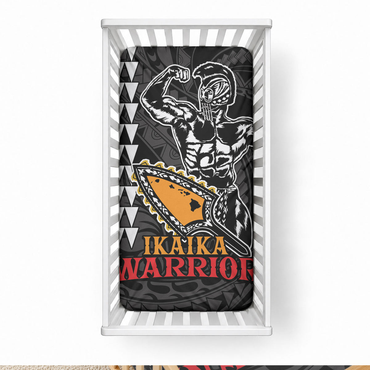 Aloha Spirit Ikaika Warrior Helmet Baby Bed Cover LT9 28 × 52 in Black - Polynesian Pride