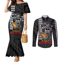 Aloha Spirit Ikaika Warrior Helmet Couples Matching Mermaid Dress and Long Sleeve Button Shirt