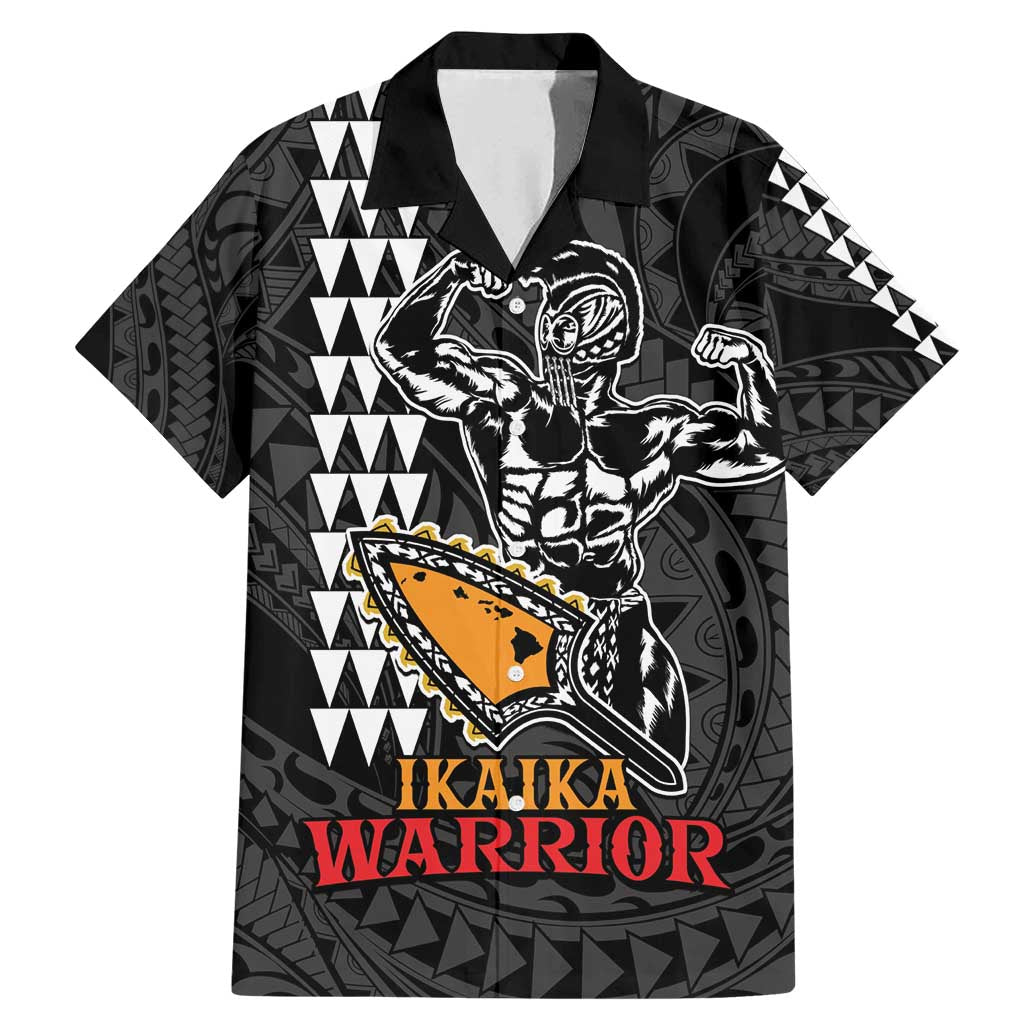 Aloha Spirit Ikaika Warrior Helmet Family Matching Mermaid Dress and Hawaiian Shirt LT9 Dad's Shirt - Short Sleeve Black - Polynesian Pride