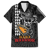 Aloha Spirit Ikaika Warrior Helmet Family Matching Off The Shoulder Long Sleeve Dress and Hawaiian Shirt LT9 Dad's Shirt - Short Sleeve Black - Polynesian Pride