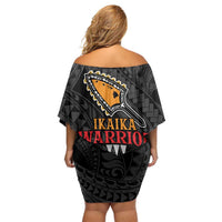 Aloha Spirit Ikaika Warrior Helmet Family Matching Off Shoulder Short Dress and Hawaiian Shirt LT9 - Polynesian Pride