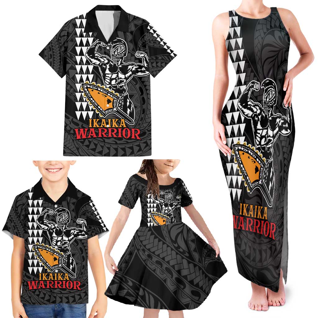 Aloha Spirit Ikaika Warrior Helmet Family Matching Tank Maxi Dress and Hawaiian Shirt LT9 - Polynesian Pride