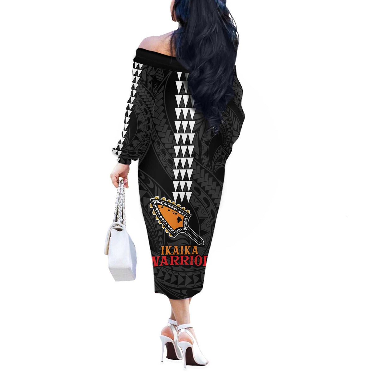 Aloha Spirit Ikaika Warrior Helmet Off The Shoulder Long Sleeve Dress LT9 - Polynesian Pride