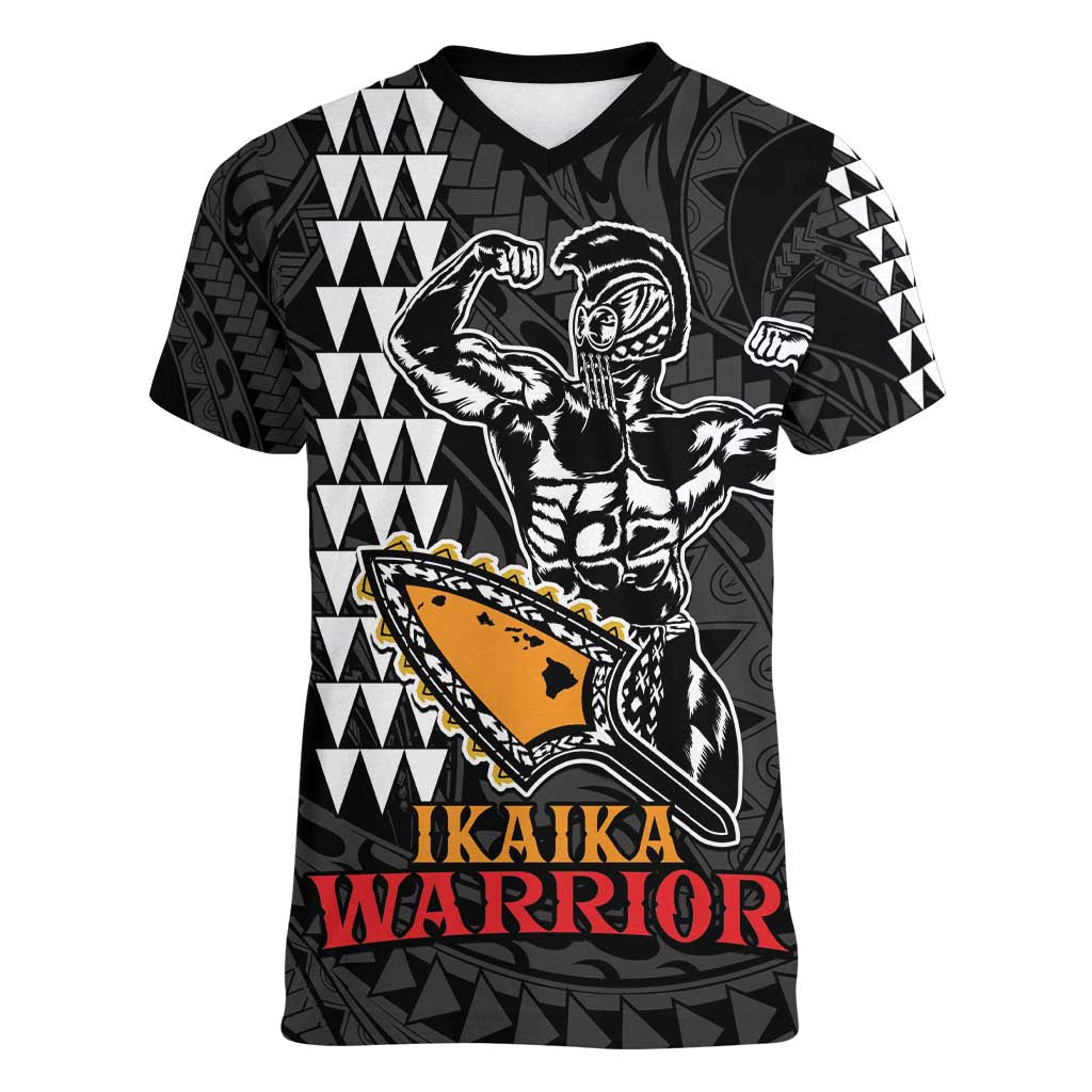 Aloha Spirit Ikaika Warrior Helmet Women V-Neck T-Shirt
