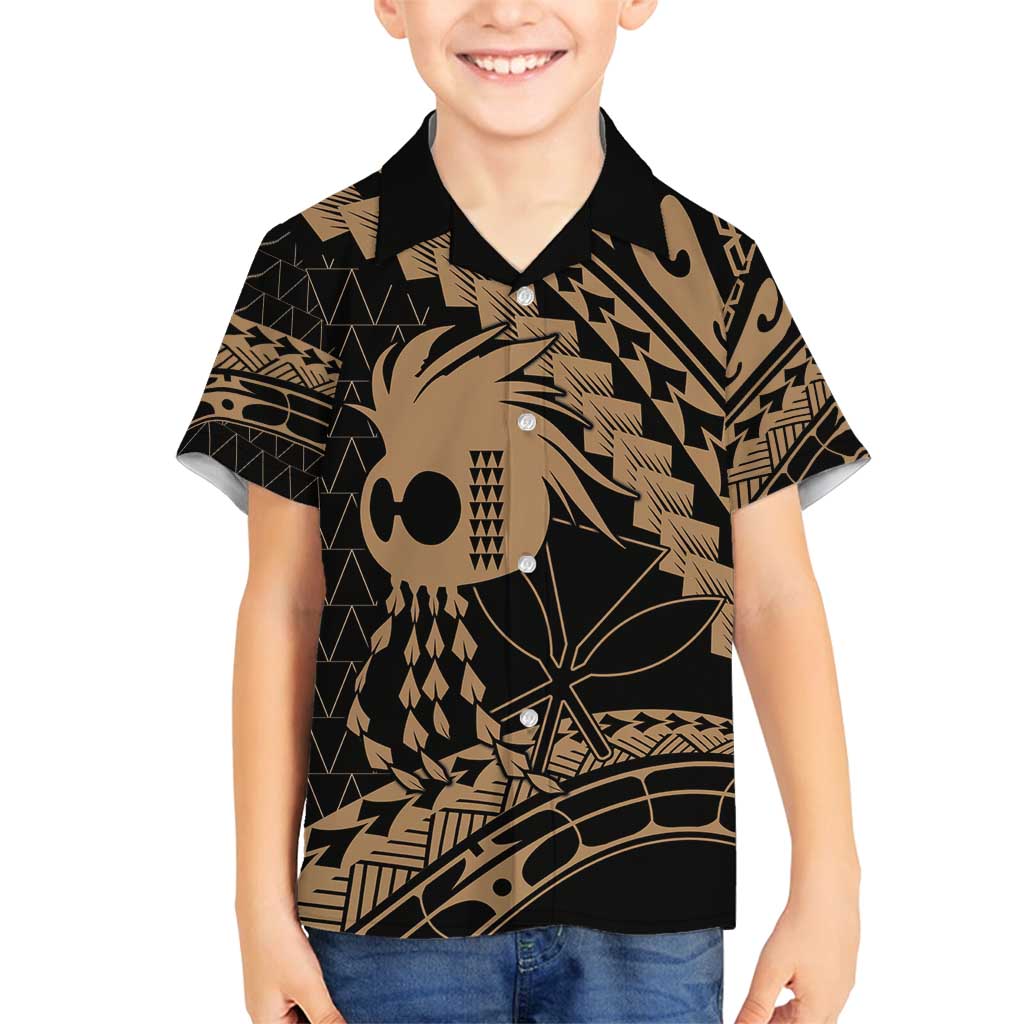 Ikaika Hawaiian Mythic Koa Tribal Warrior Family Matching Long Sleeve Bodycon Dress and Hawaiian Shirt LT9 Son's Shirt Gold - Polynesian Pride