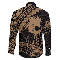 Ikaika Hawaiian Mythic Koa Tribal Warrior Family Matching Off The Shoulder Long Sleeve Dress and Hawaiian Shirt LT9 - Polynesian Pride