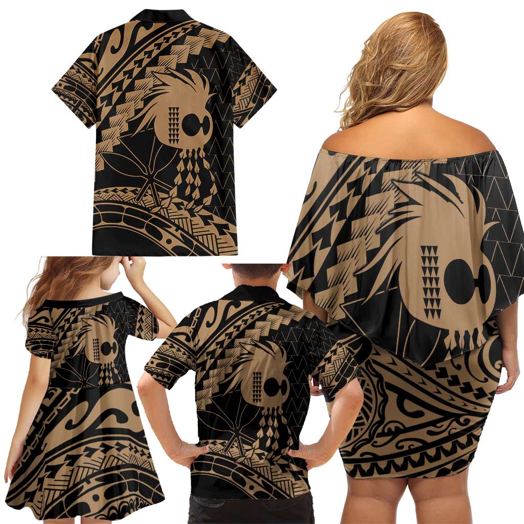 Ikaika Hawaiian Mythic Koa Tribal Warrior Family Matching Off Shoulder Short Dress and Hawaiian Shirt LT9 - Polynesian Pride