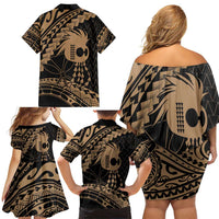 Ikaika Hawaiian Mythic Koa Tribal Warrior Family Matching Off Shoulder Short Dress and Hawaiian Shirt LT9 - Polynesian Pride