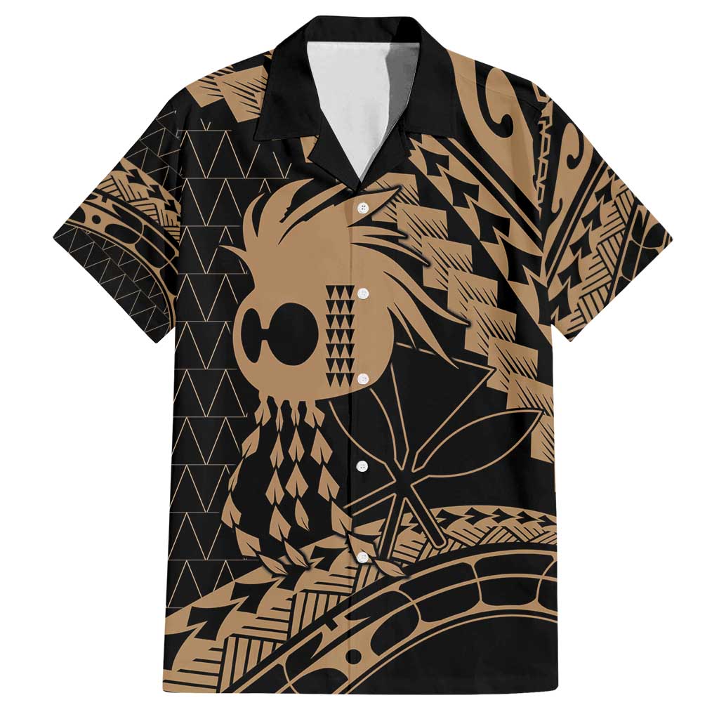 Ikaika Hawaiian Mythic Koa Tribal Warrior Family Matching Off Shoulder Short Dress and Hawaiian Shirt LT9 Dad's Shirt - Short Sleeve Gold - Polynesian Pride