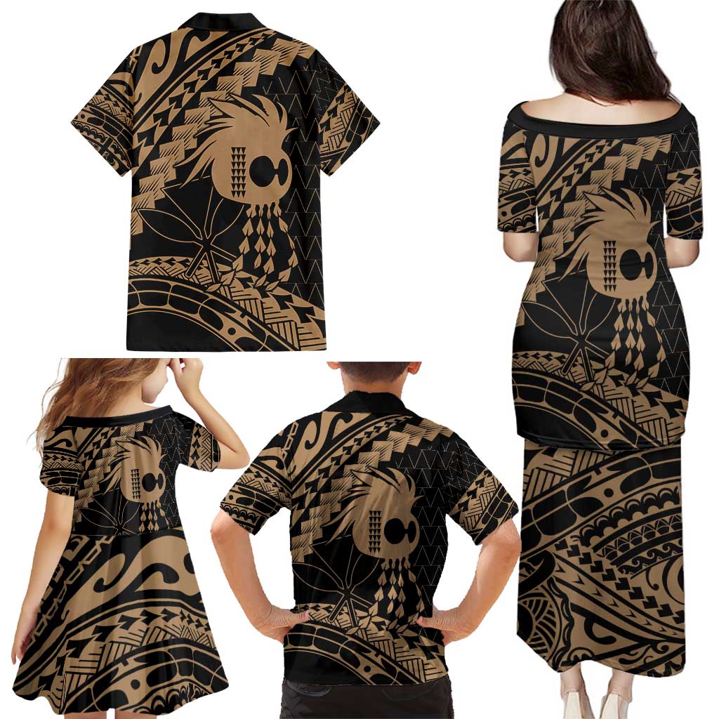 Ikaika Hawaiian Mythic Koa Tribal Warrior Family Matching Puletasi and Hawaiian Shirt